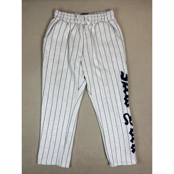 Saint Potential Pants Mens XL White Striped New York Embroidered Relaxed Sweat - Picture 1 of 14